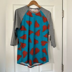 NWT Lularoe Randy Blue With Red Leafs